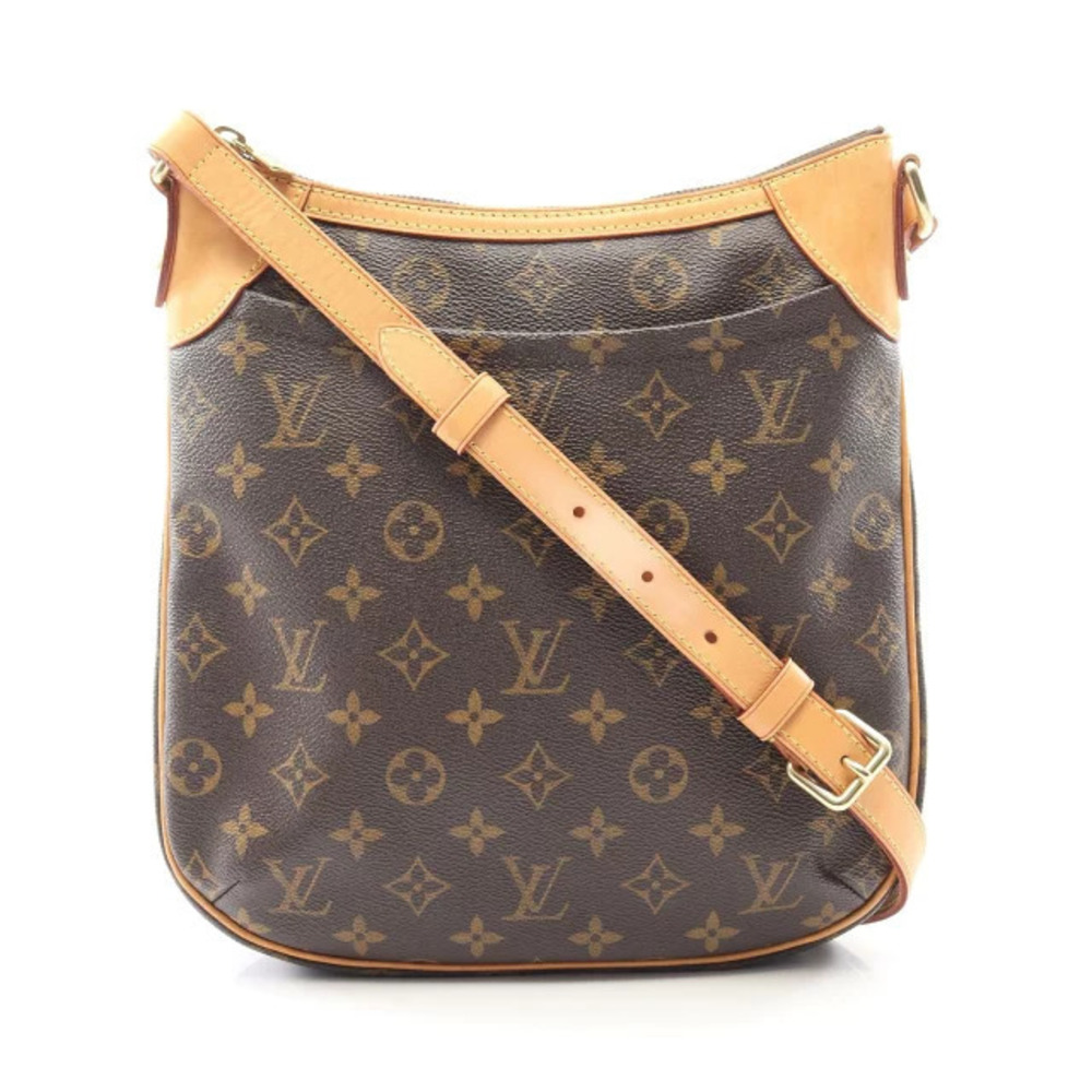 Louis Vuitton Odeon Monogram Shoulder Bag Canvas Leather Brown